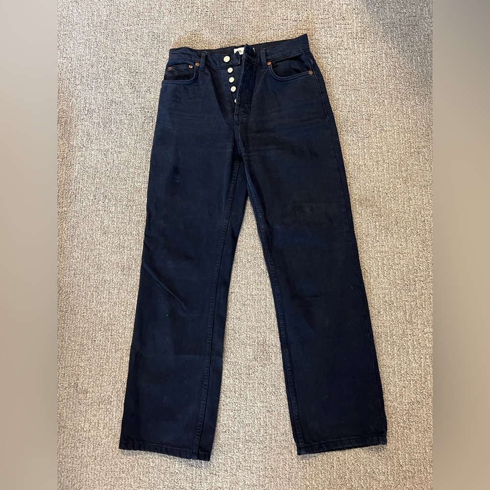 Zara Navy Blue Straight Leg Denim Jeans